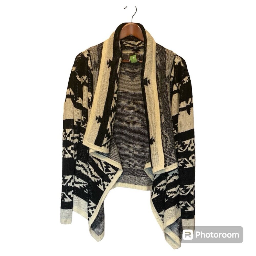 Moon Collection Boho Ivory Black Sweater Women's Size L Large Long Sleeve